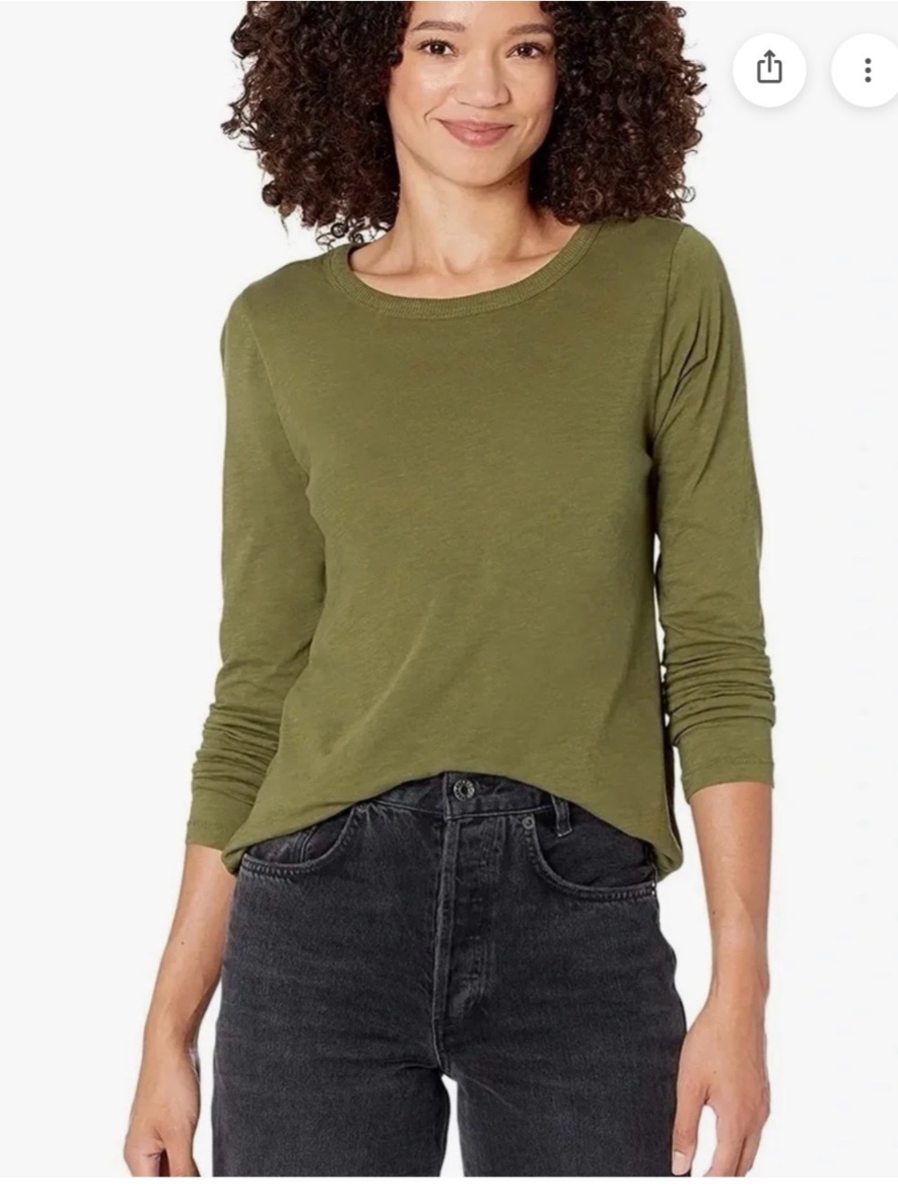 GUC Madewell Whisper Cotton Rib-Crewneck Long-Sleeve Tee olive Green